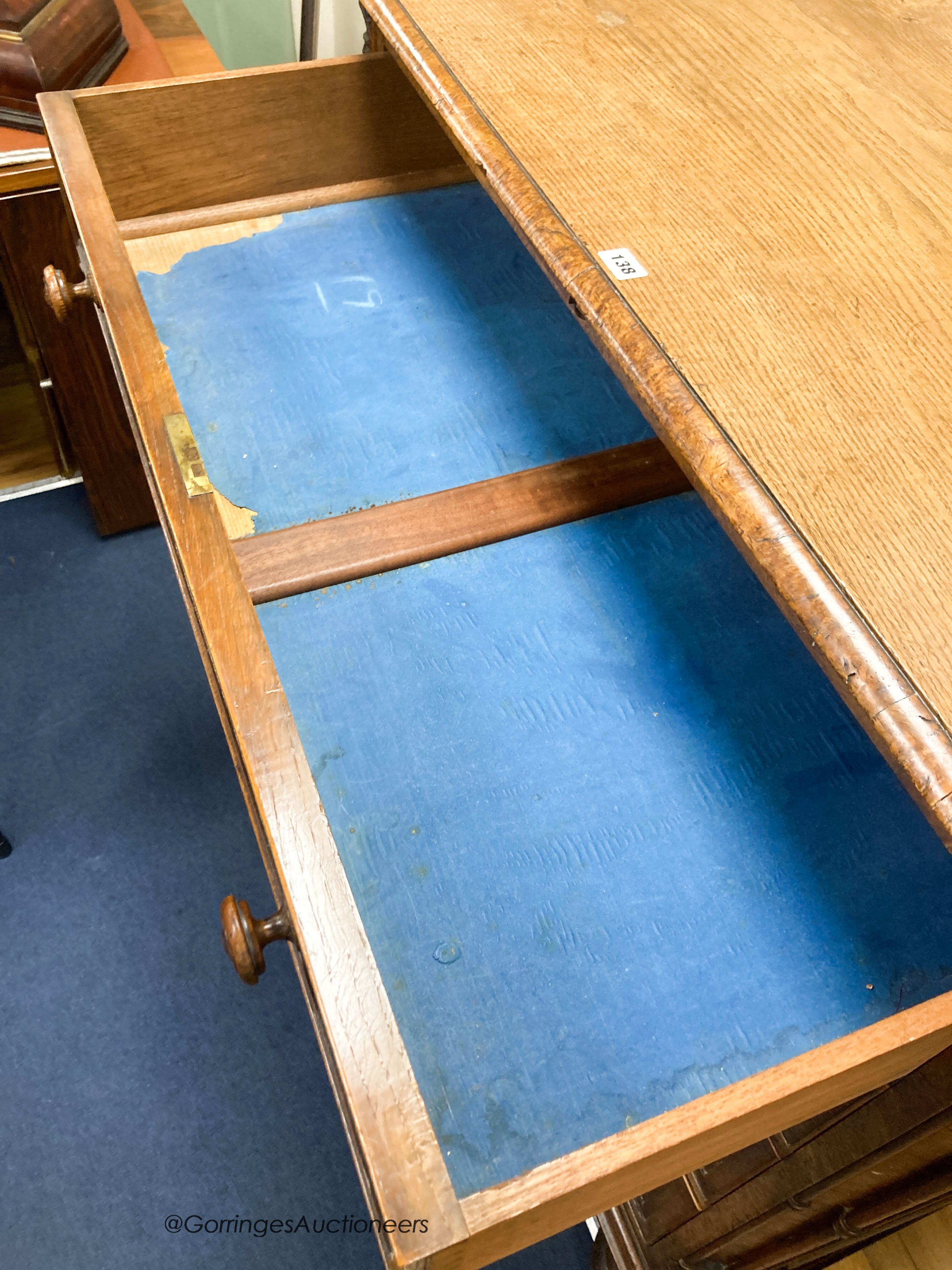 A mid 19th century oak and pollard oak chest fitted four long graduated drawers, width 114cm, depth 59cm, height 113cm